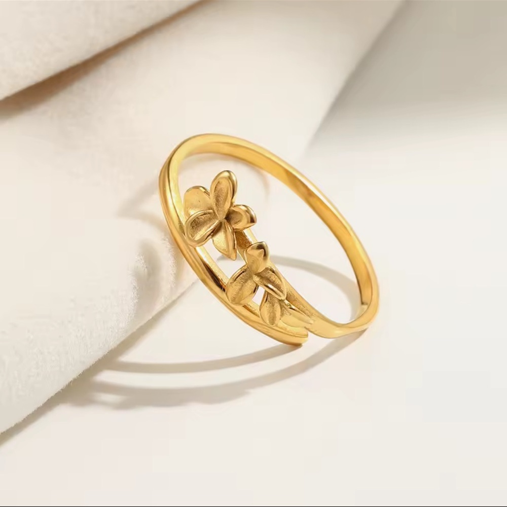 Gold Flower Opening Ring Cute Gold Jewelry
Adjustable Stainless Steel